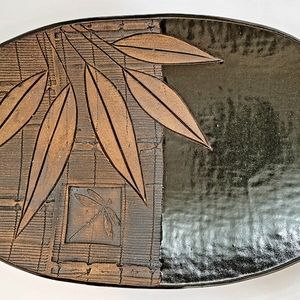 Pottery stoneware Plate Signed micheal Hand made and painted Decorative vintage